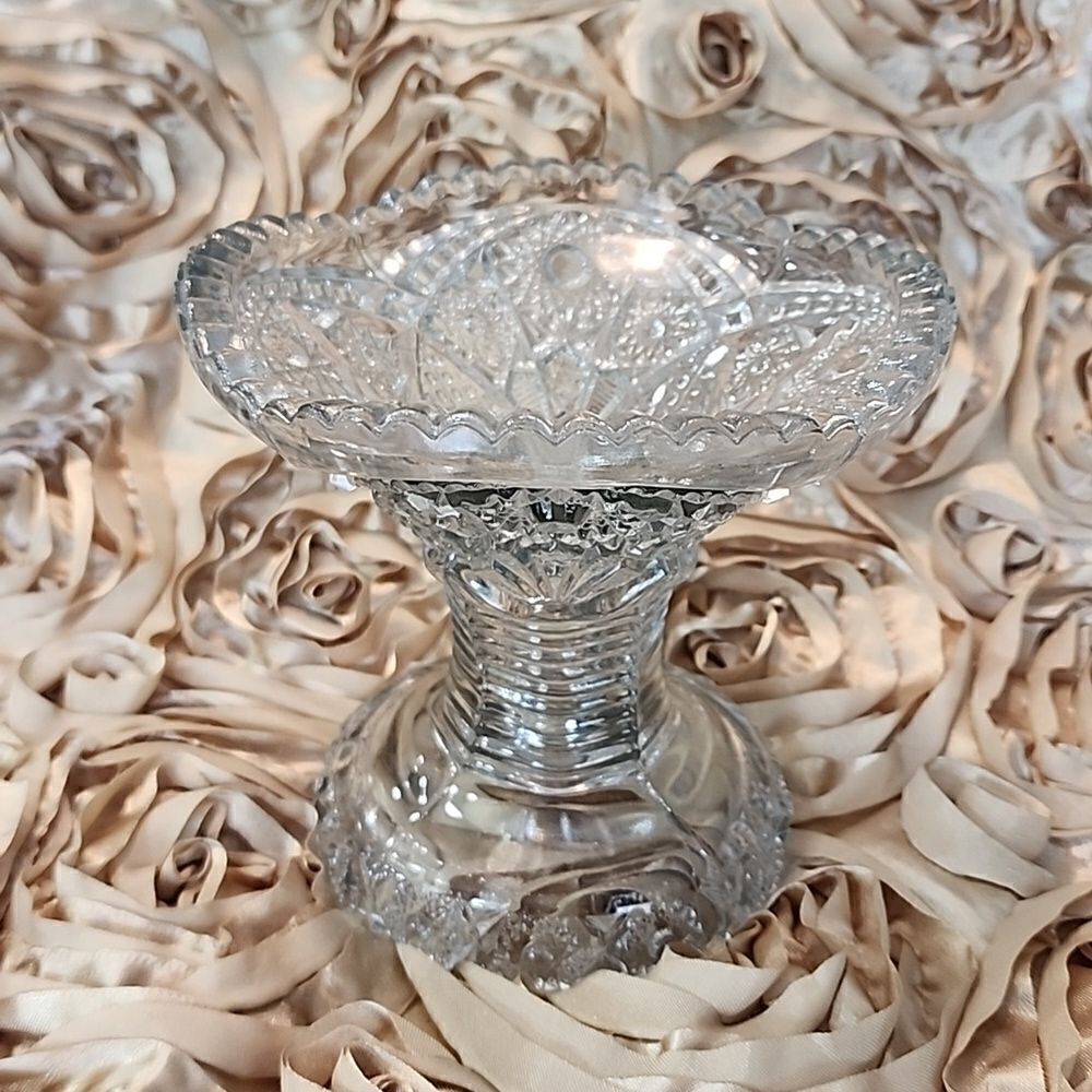 Vintage Crystal Cut Glass Versatile Vase~Candle Holder with Pedestal